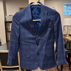 Calvin Klein Blue Plaid Kids Blazer